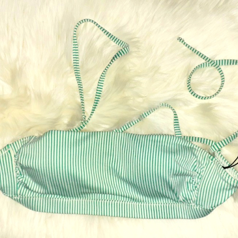 Shade & Shore Bikini Swim Top Womens Size 34B NWT Turquoise Stripe